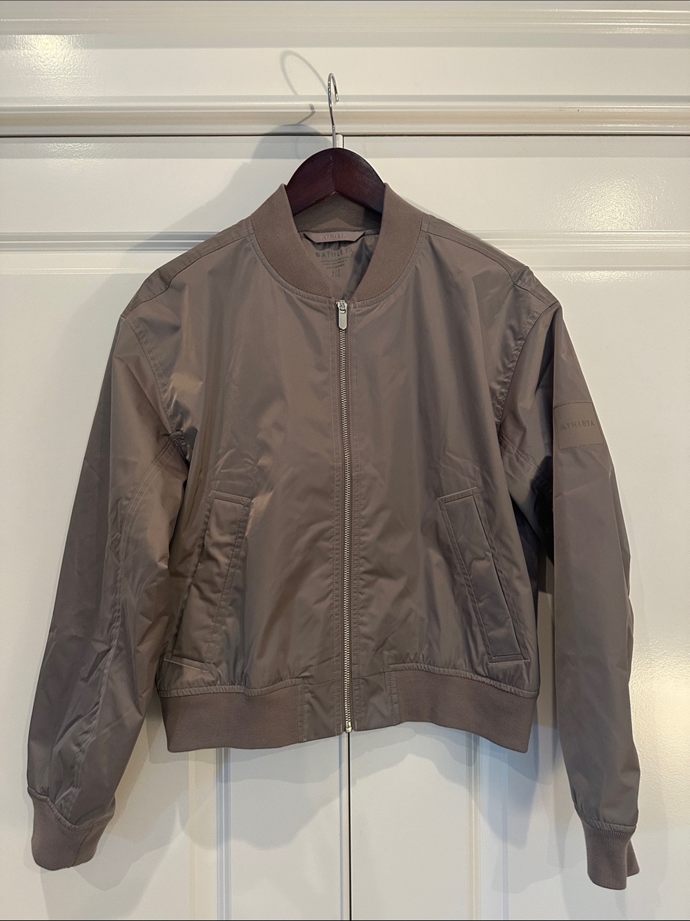 NWOT Athleta Flex Bomber Jacket mortar mushroom small tall